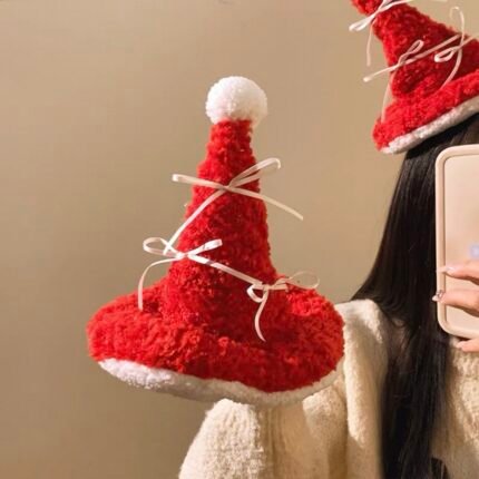 クリスマスヘアアクセサリー☆小さな帽子×白リボン